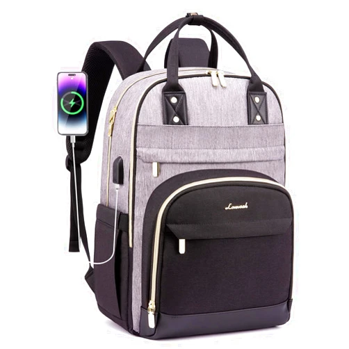 LOVEVOOK Laptop Backpack for Women/Men, Fits 15.6 Inch Laptop Bag, Fashion Travel Work Anti-theft Bag, Business Computer Waterproof Backpack Purse, Grey-Black-Balck