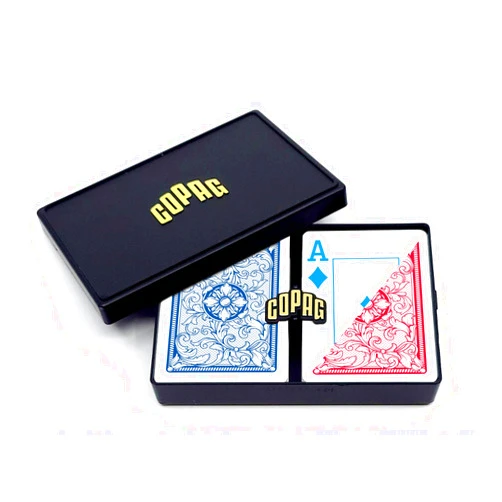 Copag *4-Color Faces* Legacy Design 100% Plastic Playing Cards, Poker Size (Standard) Jumbo Index Red/Blue Double Deck Set