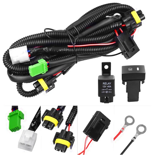 HUIQIAODS H11 880 881 H9 Fog Light Lamp Wiring Harness Socket Wire Connector with 40A Relay & ON/Off Switch Kits Fit for LED Work Lamp Driving Lights Etc