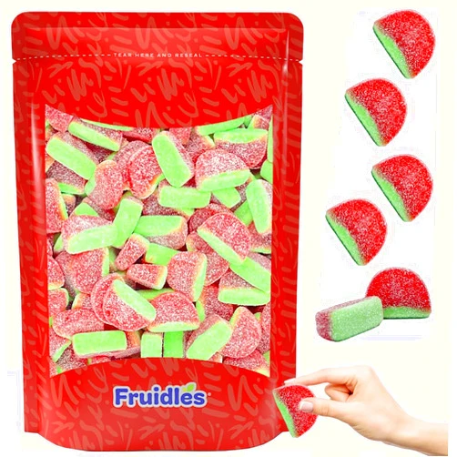 Fruidles Watermelon Gummi Slices Candy, Delicious Sugar Coated Fruit Flavors Gummies (Half-Pound)
