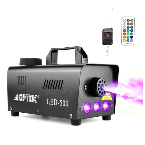 AGPTEK Fog Machine, Automatic Spray Smoke Machine with Colorful LED Light Effect, Wireless and Wired Remotes with Preheating Light Indicator, Perfect for Halloween, Christmas, Wedding & Stage,Black