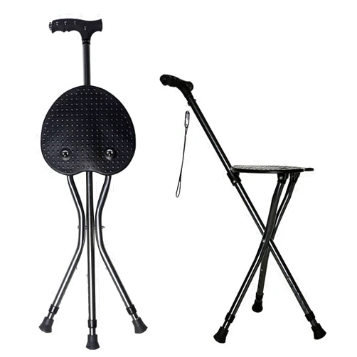 Yayayo Hold 440 lbs Folding Canes with Seat Walking Stick Height Adjustment Cane Seat Capacity Frosted Handle with Magnetic Therapy Stone Massage Crutches Stool