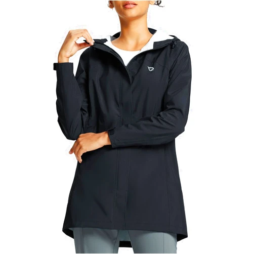 BALEAF Women's Rain Jacket Waterproof Lightweight Long Raincoat Travel Outdoor Hooded Windbreaker