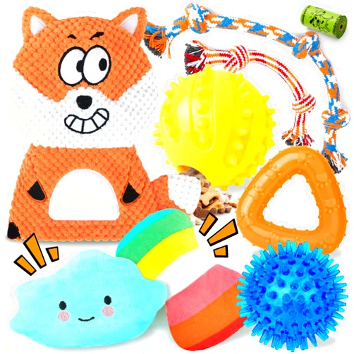 Zeaxuie 9 Pack Puppy Toys for Teething, Puppy Chew Toys with Cute Squeaky Dog Toys, Treat Ball and Rope Dog Chew Toys for Small Dogs, Hold a Bottle