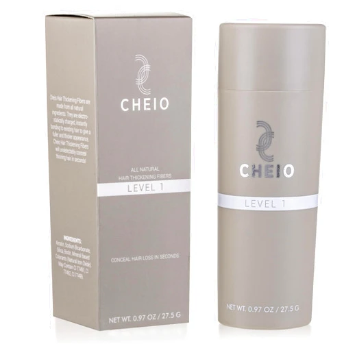 Cheio Hair Thickening Fibers - 27.5g - Level 1 (Black) - Keratin Fibers for Bald Spots & Thinning Hair for Men and Women - Covers Spots in Seconds - Quick Solution for Hair Loss