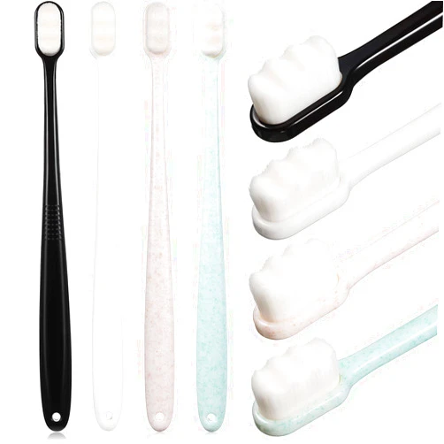 Boao 4 Pieces Extra Soft Toothbrushes for Sensitive Gums 20000 Soft Bristle Toothbrush Micro Nano Manual Toothbrush for Fragile Gums Elderly Adult Kids Braces (Black, White, Green, Beige)