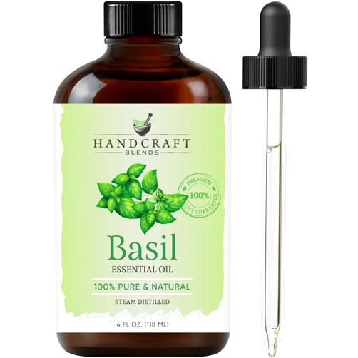 Handcraft Blends Basil Essential Oil – Huge 4 Fl Oz – 100% Pure and Natural – Premium Grade Essential Oil for Diffuser and Aromatherapy, Skin, Massage, Candle and Soap Making Fragrance
