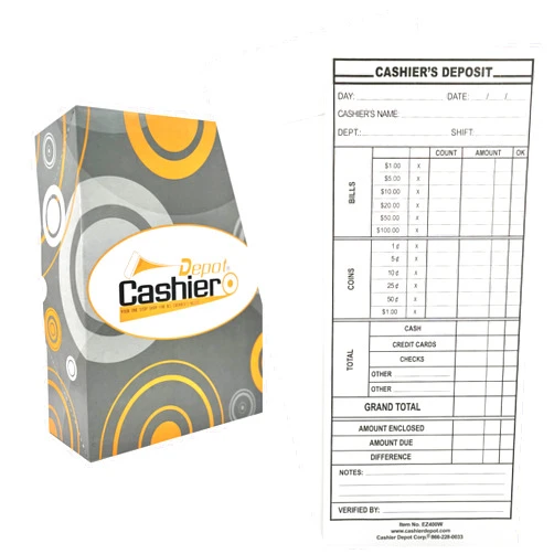 CASHIER DEPOT YOUR ONE STOP SHOP FOR ALL CASHIER'S NEEDS 1000 Cashier Depot - Cashier's Report Envelopes EZ400W, 4 1/8 x 9 1/2 Inch, White 24lb Paper, Gum Flap Closure, Cash Drop for Business Deposits, 1000 Count