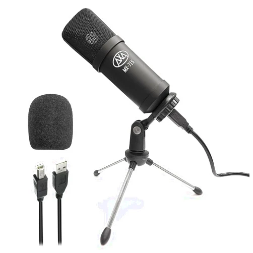 AXA AXCESSABLES AxcessAbles USB Condenser Vocal Microphone with a 5.5 ft Cable, Desk Mic Stand and Pop Filter | Microphone for Singing, Studio Recording, Podcast, Karaoke | AxcessAbles MX-715