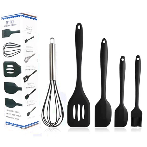WELL- CHOSEN ADBI'S BOX CHOSEN... WELL! ADBI’s Spatulas Silicone Heat Resistant - Kitchen Utensil Set - Cooking tools, whisk, brush. Gift For Woman and Men (BLACK)