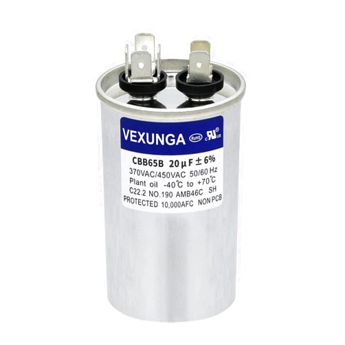 VEXUNGA 20uF 20 MFD 370VAC 440VAC 450VAC 50/60Hz CBB65 C65R Run Start Capacitor for AC Unit Fan Motor Start or Pool pump or Air Condenser Straight Cool