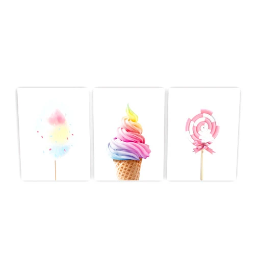 Barri Design Candy Poster Rainbow Ice Cream Cotton Candy Wall Art Decor Girls Bedroom Wall Decor Modern Art Pink Poster Kids Room Decor(UNFRAMED)