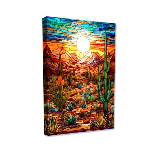 Tucocoo Paintings for Living Room Arizona Desert Cactus Pictures 1 Panel Canvas Mountain Landscape Wall Art Cacti Plants Contemporary Artwork Home Decor Wooden Framed Ready to Hang 16x20 inches