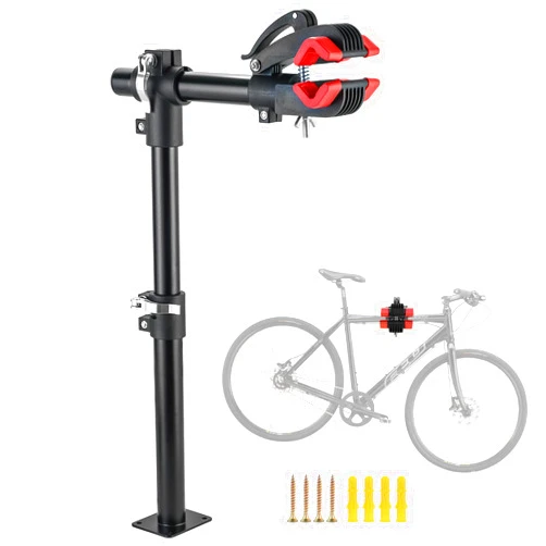 DASBET Bike Repair Stand, Wall Workbench Mount Rack Workstand Bicycle Stand Clamp Height Adjustable Home Bicycle Maintenance Rack for Road Mountain Bikes, Wall Bench Mount Bike Repair Stand (Red)