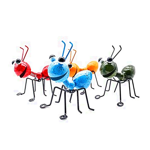 Yeking Garden Ornaments, 4 Colorful Metal Ant Wall Decor, Indoor or Outdoor Garden Yard Art Wall Sculptures (4pcs Ant)