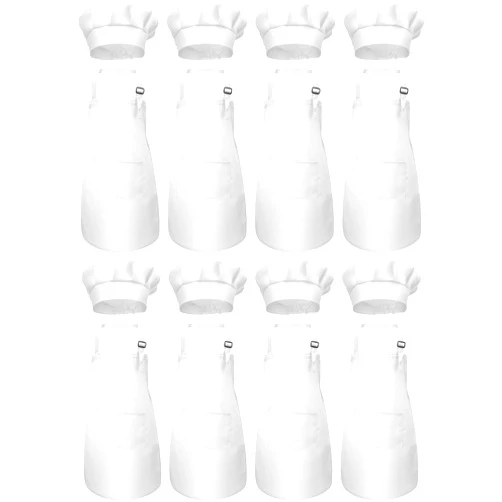 SATINIOR 8 Set Kids Apron and Chef Hat Set Kids Apron with 2 Pockets Adjustable for Boys Girl's Cooking Baking Painting