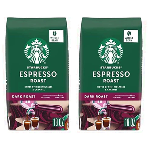 Starbucks Dark Roast Whole Bean Coffee — Espresso — 100% Arabica — 1 bag (18 oz) (Pack of 2)