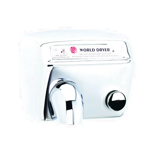 World Dryer DA5-972 Model A Durable Standard Hand Dryer Push Button Finish: Polished Stainless Steel, Voltage: 110-120 V, 20 Amps