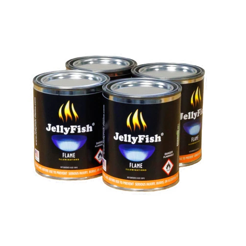 JellyFish Flame Real JellyFish Flame Premium Gel Fuel 4 Cans Indoor or Outdoor Made in USA 13oz