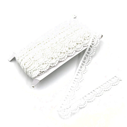 ELLA MAMA Crocheted Lace Trim DIY Craft Ribbon 1/2'' x 10 yds, Scallop Edge (White)