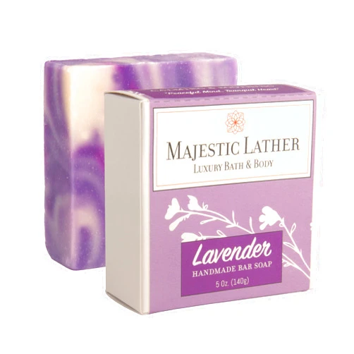 Majestic Lather Lavender Luxury Handmade Bar Soap for Face & Body - Gentle Skin Soothing, Moisturizing and Nourishing. Vegan & Cruelty Free. Natural Cold Process for All Skin Types