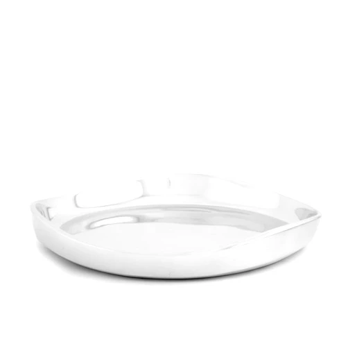 nambe Billow Round Tray | 13 Inch Serving Platter for Beverages, Bar, and Liquor | Coffee Table Centerpiece Tray | Made with Nambe Alloy | Designed by Steve Cozzolino