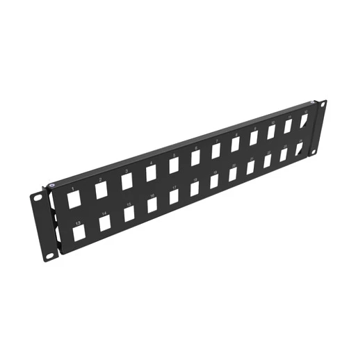 QiaoYoubang 2U Hinged 24-Port Blank Keystone Patch Panel Metal for 19