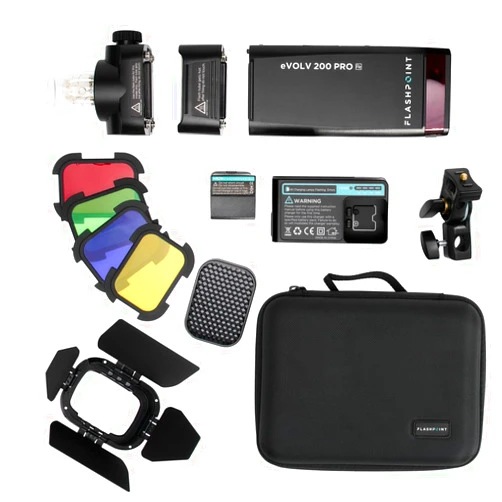 Flashpoint eVOLV 200 Pro TTL Pocket Flash with Barndoor Kit