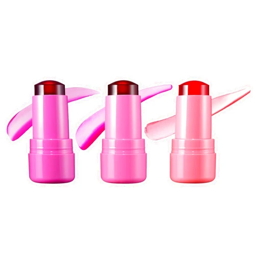 Bloderetu Milk Jelly Blush, Milk Makeup Jelly Tint Blush, Milk Cooling Water Jelly Tint, Milk Jelly Tint 0.18 Oz, Water Jelly Tint Stick, Sheer Lip & Cheek Stain Finish (Hot Pink+Pink+Red, 3 PCS)