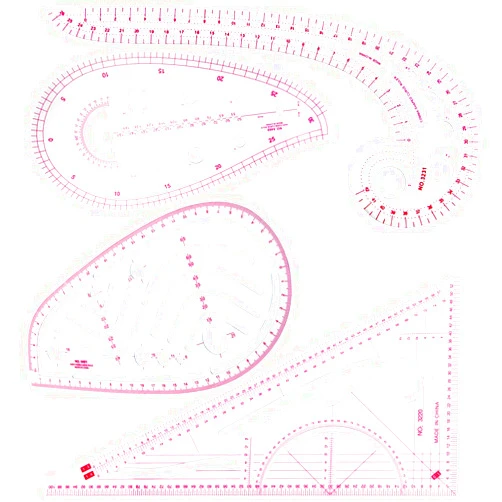 COCODE Fashion Clear Sewing French Curve Ruler Set, 4 Stlye Metric Shaped Ruler for Sewing Dressmaking Pattern Design DIY Drawing Template, Perfect for Designers, Pattern Maker and Tailors