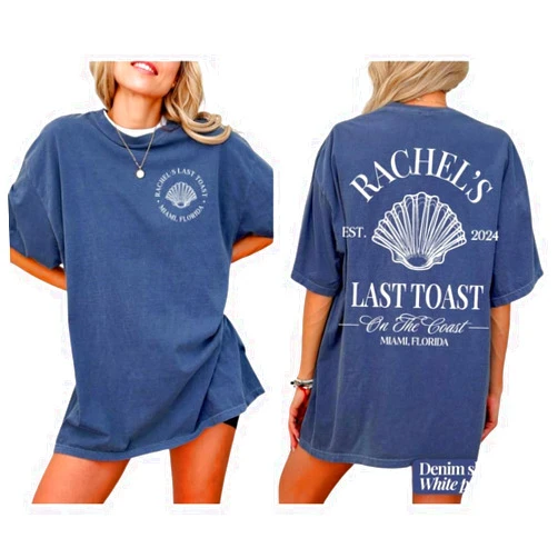 RocksOnly Beach Bachelorette Party Shirt Last Toast On The Coast, Custom Luxury Bach, Coastal Girls Trip, Nautical Bridal Party Multi