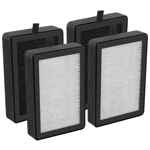 Isinlive 4 Pack LV-H128 Replacement Filter Compatible with LEVOIT LV-H128 / PUURVSAS (HM669A) / ROVACS (RV60) Air Purifiers, 3-in-1 Middle Layer, Activated Carbon Layer and Pre-Filter