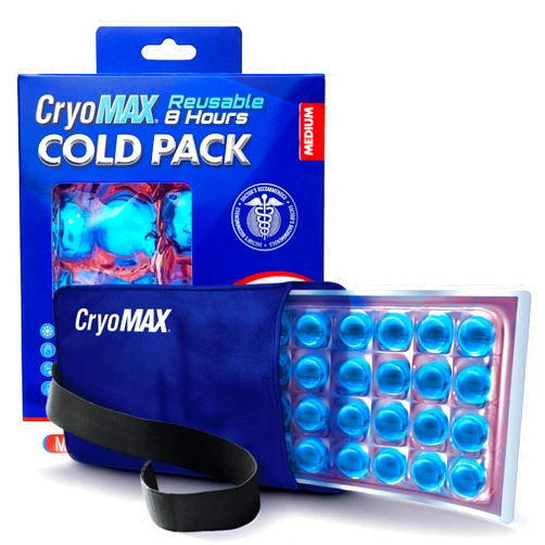 Cryo-Max Cold Pack, 8 Hour Reusable Cold Therapy Ice Pack for Elbows, Knees, Neck + More, Medium, 6