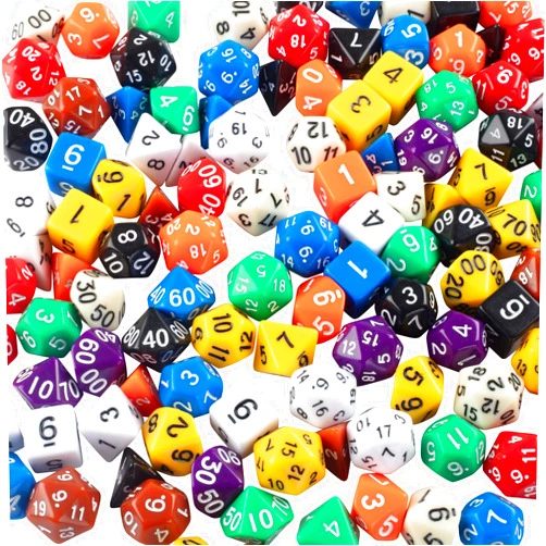 Monster Protectors Monster Gaming 100 Dice Value Pack - 10 Multi-Colored Assorted Polyhedral Die, Compatible with Dungeons Dragons, MTG Magic, RPG DND & Board Games- Includes D4, D6, D8, D10, D12, D20