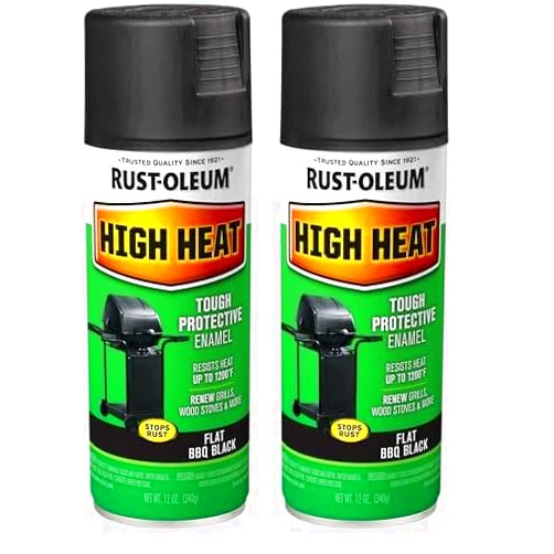 Rust-Oleum 7778830 High Heat Spray Paint, 12 Ounce, Bar-B-Que Black, 12 Fl Oz (Pack of 2)