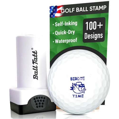 Ball Tatt Golf Ball Stamp - Self-Inking Marker - Quick-Dry Permanent Marking Tool, No Leaks or Refills, Reusable & Waterproof Golfing Stamper - Ideal Gift for Golfers, Dads, (Golf Humor)
