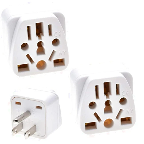 LKYUYV (2PACK) US Travel Plug Adapter,EU/UK/AU/IN/CN/JP/Asia/Italy/Brazil to USA Type B, 3 Prong Grounded USA Wall Plug, EU to US Travel Adaptor and Converter,white