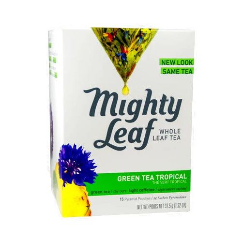Mighty Leaf Whole Leaf Tea, Green Tea Tropical, 15 Tea Bags Individual Pyramid-Style Tea Sachets of Lightly Caffeinated Green Tea with Pineapple and Cornflowers, Delicious Hot or Iced