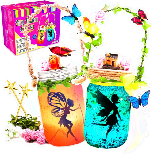 Alritz Fairy Lantern Craft Kit - Gift for Kids Girls - Remote Control Mason Jar Night Light - DIY Garden Decorations Art Project, Creative Activities for Birthday Party and School