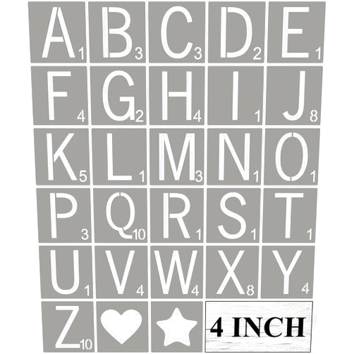 REOLAN Scrabble Tile Letter Stencils 4 Inch - 28 Pack Scrabble Style Alphabet Stencil Templates for Painting on Wood, Reusable Plastic Stencils for Crafts Making & Wall Art Decorations