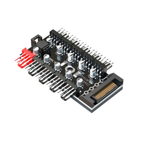 LDPCSJ Motherboards 12V 4Pin PWM Fan HUB, 1 to 10 Way Splitter Hub, SATA Powered PC Case Motherboard Fan Power Extension Cable Cord 1 to 10 Way Splitter