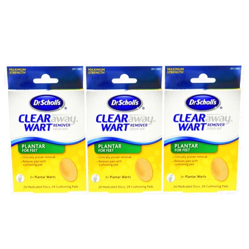Dr. Scholl's Clear Away Wart Remover Medicated Disks Plantar for Feet, 24 Count (Pack of 3)