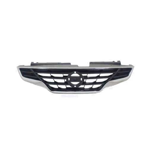 SHZG Fits Front Face Bar Grill Grille Assembly Chrome w/Black Plastic Metallic Smooth Grilles-Type