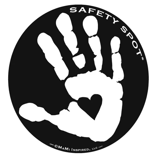 Safety Spot Magnet - Kids Handprint for Car Parking Lot Safety - Black Background (White)