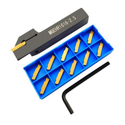 ASZLBYM Lathe Grooving Tool Holder Grooving Cut-Off Tool Holder MGEHR1616-2.5 With 11pcs MGMN250-M Indexable Carbide Grooving Inserts