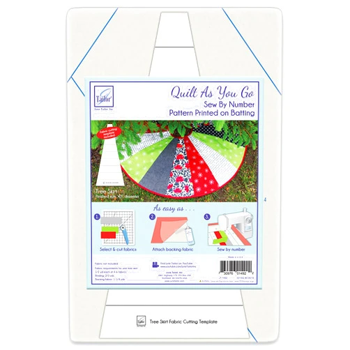 June Tailor Quilt As You Go Tree Skirt Printed batting, White, Large