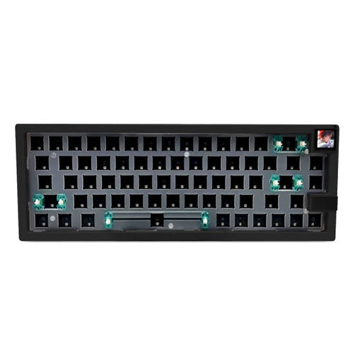 BOYI GMK67S-65% Keyboard Kit,Hot-Swappable BT5.0/2.4G/Type-C Tri-Mode Wireless RGB Mechanical Keyboard Gasket Mounted Kit,Customized South-Facing LED Barebones Kit(Black+LCD Screen)