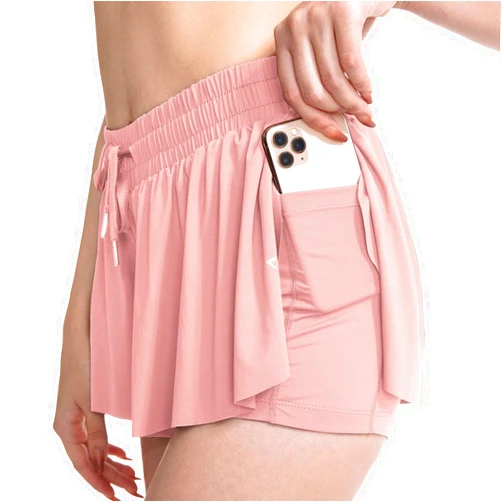 Sobrisah 2 in 1 Running Shorts Women Athletic Short Flowy Workout Shorts for Gym Yoga,Athletic Skorts Skirts for Golf Tennis Skate