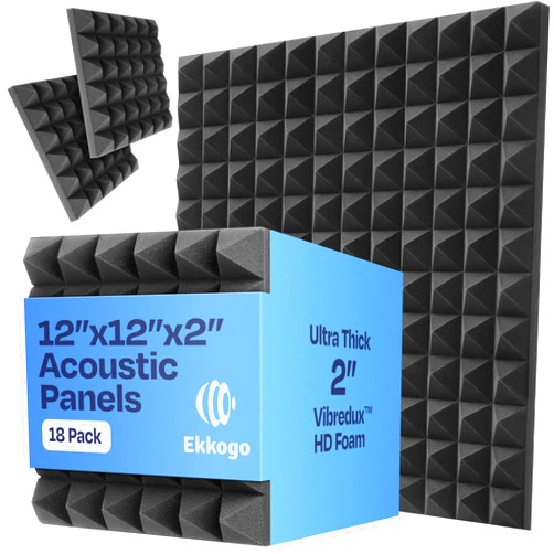 Ekkogo 18-Pack Sound Proof Foam Panels for Walls 12X12X2