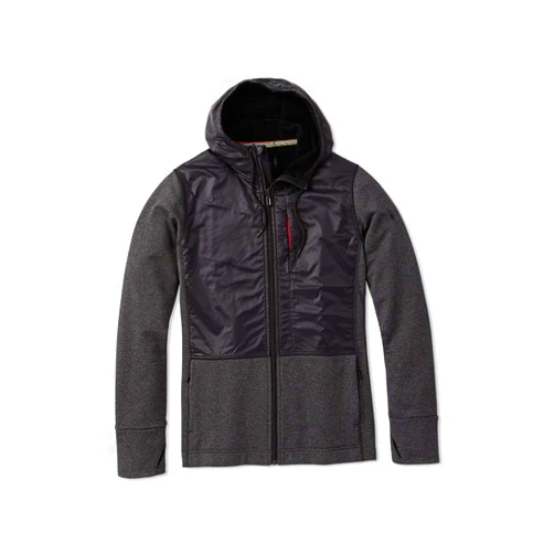 Smartwool Men’s Full Zip Sweatshirt - Merino Sport Wool Fleece Hybrid Hoodie Charcoal Heather Small